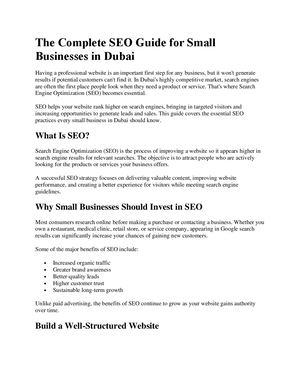 The Complete Seo Guide For Small Businesses In Dubai