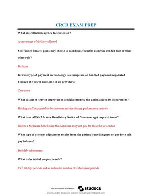 CRCR Certification Exam (2026 / 2027) Actual Questions and Verified Answers, 100% Guarantee Pass