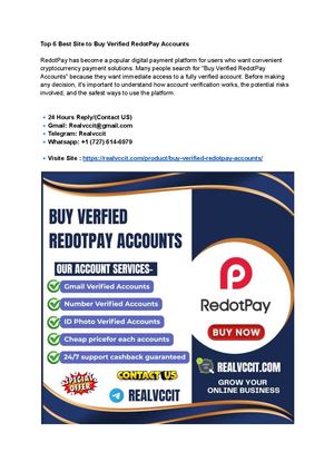 Top 7 Best Site Buy Verified Redot Pay Accounts