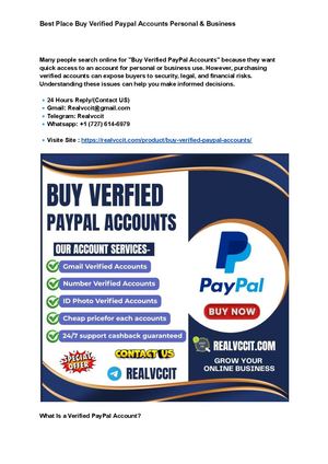 Best Place Buy Verified Paypal Accounts Personal & Business