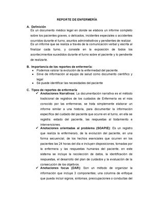 Reporte De Enfermería