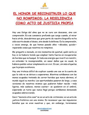 El Honor De Reconstruir Lo Que No Rompimos