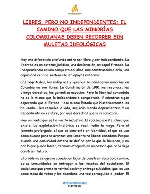 Libres, Pero No Independientes