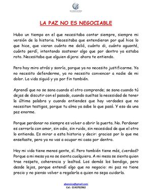La Paz No Es Negociable