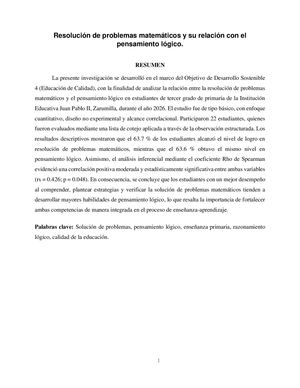 Artículo Resolucion de Problemas Y Relacion Con El Pensamiento Lógico S8