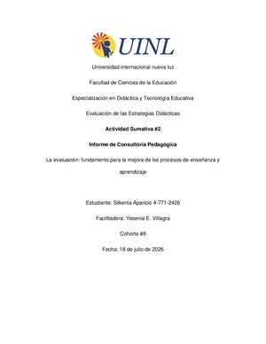 Actividad Sumativa #2 Consultorio Pedagógico Virtual Inglés