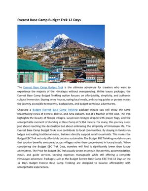 Everest Base Camp Budget Trek 12 Days