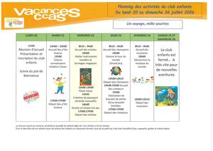 Programme Du 20 Au 26 Juillet 2026