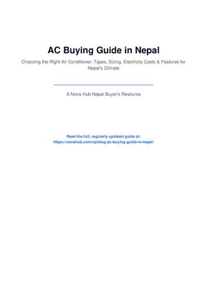 AC Buying Guide In Nepal