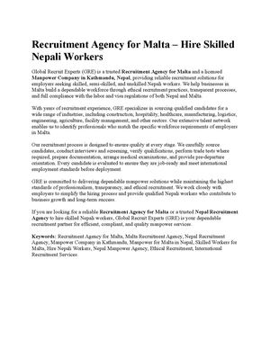Recruitment Agency For Malta