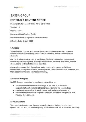 Editorial Content NoticeSASSA GROUP | Editorial & Content Notice | Version 1.0