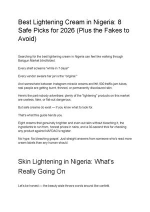 Best Lightening Cream In Nigeria 8 Safe Picks For 2026 (Plus The Fakes To Avoid)