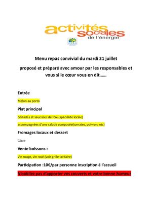 Menu Repas Festif