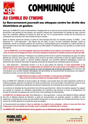 Communique Au Comble Du Cynisme