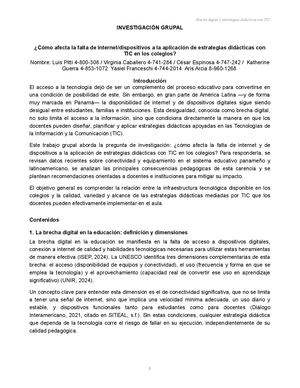 Investigacion Brecha Digital De Tic Grupal