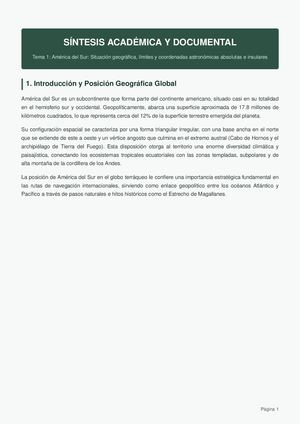 Sintesis America Del Sur Situacion Geografica