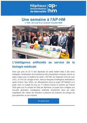 Newsletter Numéro 425 - Une semaine à l'AP-HM - semaine n°28 - 2026