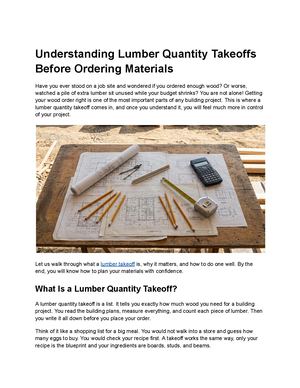 Understanding Lumber Quantity Takeoffs Before Ordering Materials