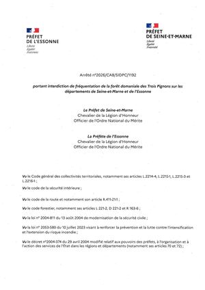 20260717 Pref77 Pref91 2026 Cab Sidpc 1192 Portant Interdiction Frequentation Foret 3 Pignons (1)