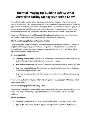 Thermal Imaging for Building Safety: What Australian Facility Managers Need to Know