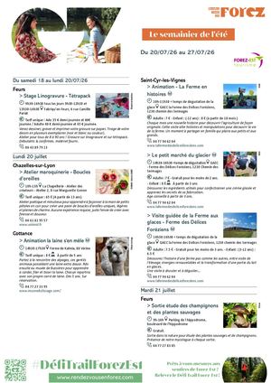Le Semainier De L'été Du 20 Au 27 Juillet