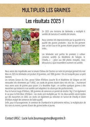 Production de semences par les bénévoles