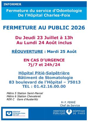 11 2026 ÉTé Fermeture Serv Odonto