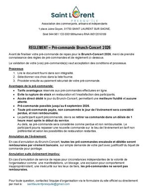 Reglement Pre Commande Brunch 2026