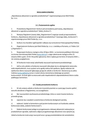Regulamin Konkursu Najciekawsza Aktywność W Ogrodzie Przedszkolnym