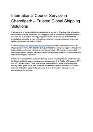 International Courier Service in Chandigarh | Shipping Worldwide
