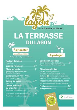 Carte Terrasse Du Lagon - Domaine de Dienné