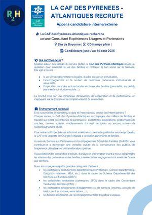07 26 Appel à Candidatures Cdi Consultant Expériences Usagers Et Partenaires