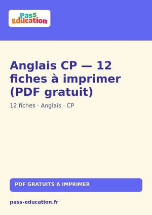 Anglais CP — 12 fiches à imprimer (PDF gratuit)