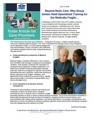 Group Living Course 1143 Serving The Medically Fragile