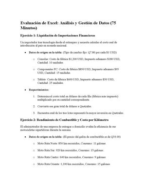 Evaluación De Excel 2 Bimestre Tercero Basico
