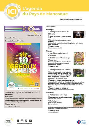 Agenda Semaine Pays De Manosque du 25 au 31 juillet 2026