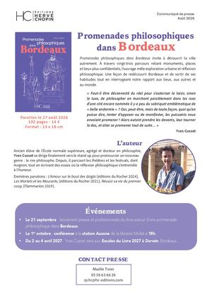 COMMUNIQUÉ DE PRESSE PROMENADES PHILOSOPHIQUES DANS BORDEAUX