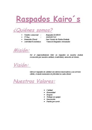 Catalogo De Productos-Raspados Kairos