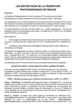 Réglement Distinction FPF 2026