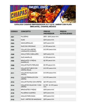 Catalogo Chiapas Emprendedor 2019 Ruta Del Ambar Precios Proveedor 2023