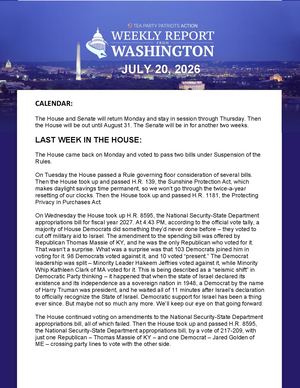 WEEKLY WASHINGTON REPORT 07/20/2026