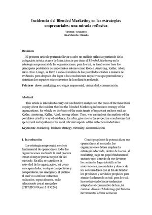 Incidencia del Blended Marketing en las estrategias empresariales: una mirada reflexiva