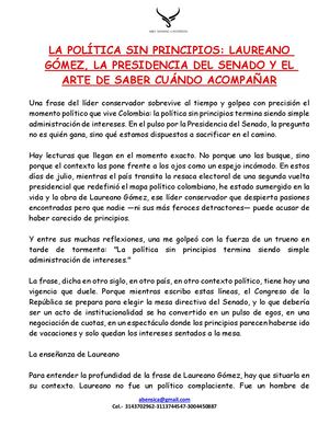 La Política Sin Principios