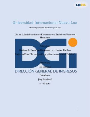 Proyecto Final Gestión De Recursos Humanos En El Sector Público