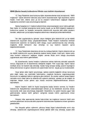 Iban (Banka Hesabı) Kullandırma Fiilinde Ceza Indirimi Düzenlemesi