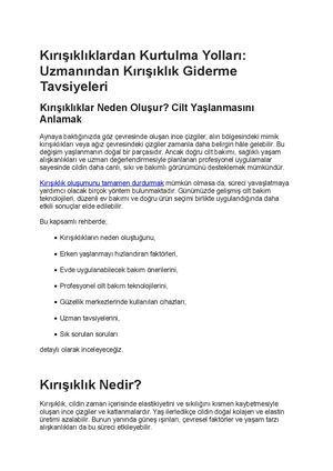 Kırışıklıktan Kurtalma Yolları