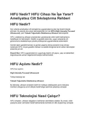 Hifu Nedir