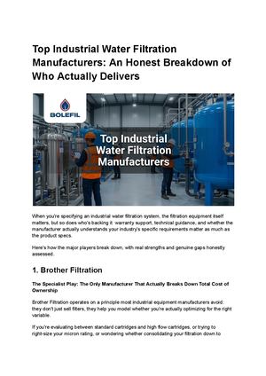 Top Industrial Water Filtration Manufacturers An Honest Breakdown Of Who Actually Delivers