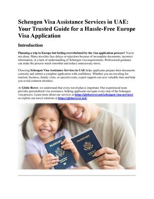 Schengen Visa Assistance Services In Uae