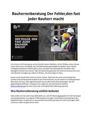 Bauherrenberatung: Der Fehler, den fast jeder Bauherr macht
